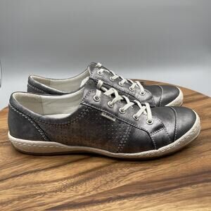 Josef Seibel Shoes Womens 10 / 41 Metallic Silver Leather Lace Up Comfort Casual
